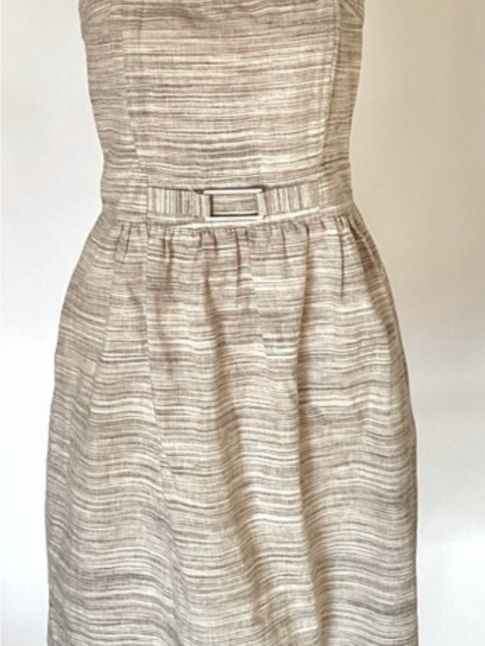 Banana Republic Beige Striped Strapless Belted Dress